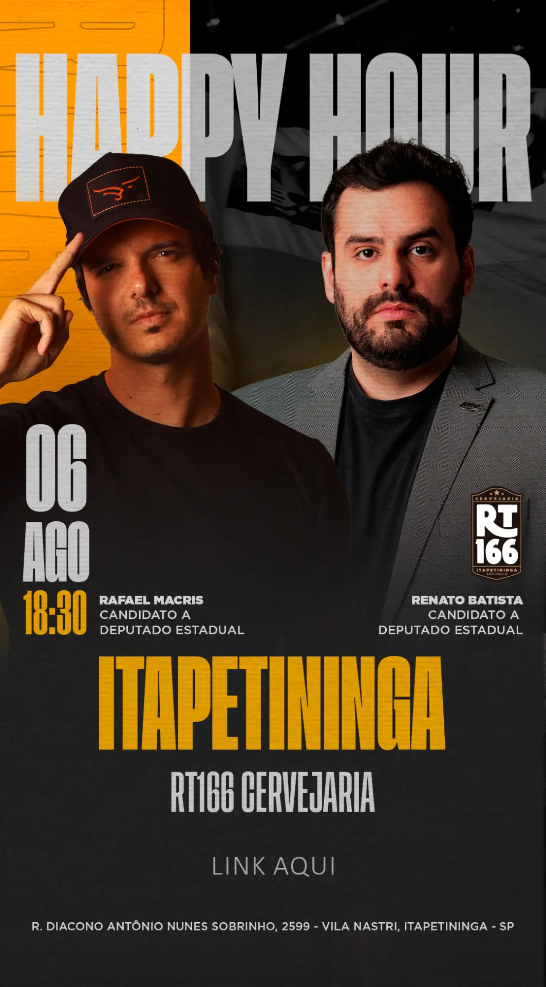 Happy Hour em Itapetininga - Renato Battista e Rafael Macris - 6 de agosto às 18h30