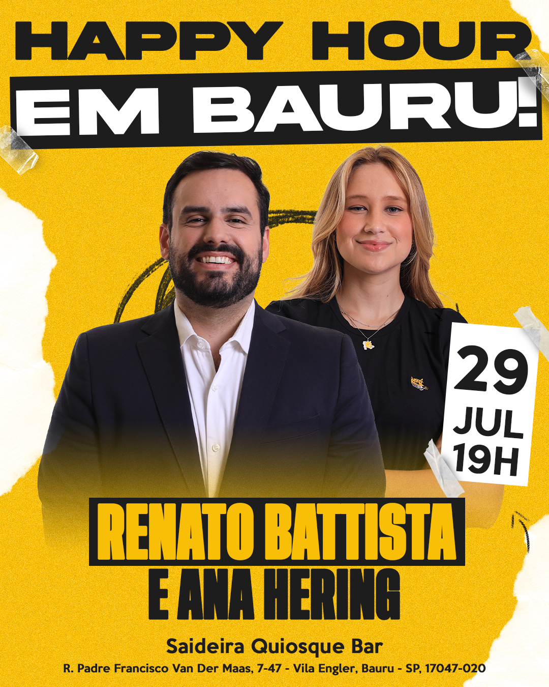 Happy Hour em Bauru - Renato Battista e Ana Hering - 29 de julho às 19h