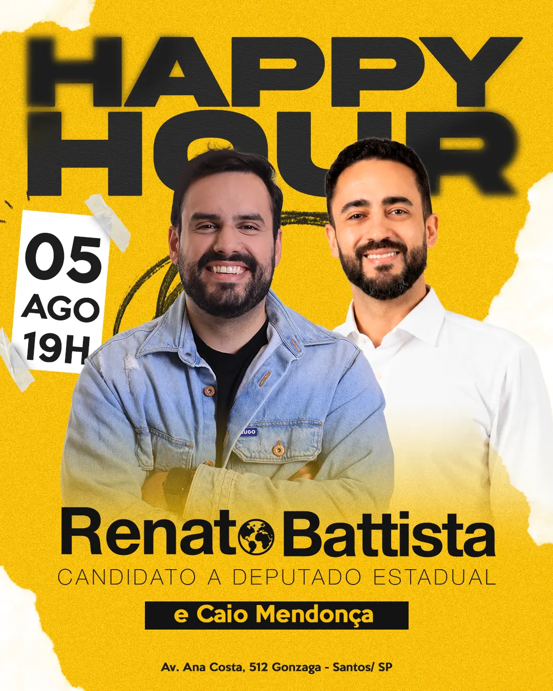 Happy Hour em Santos - Renato Battista e Caio Mendonça - 5 de agosto às 19h